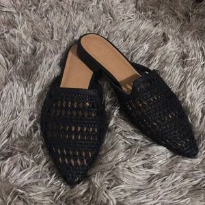 black woven flat mules | size 7